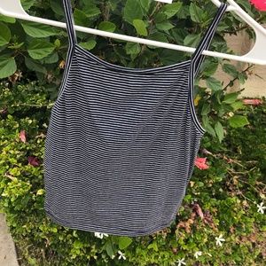 Brandy Melville Navy Striped Cropped Tank Top